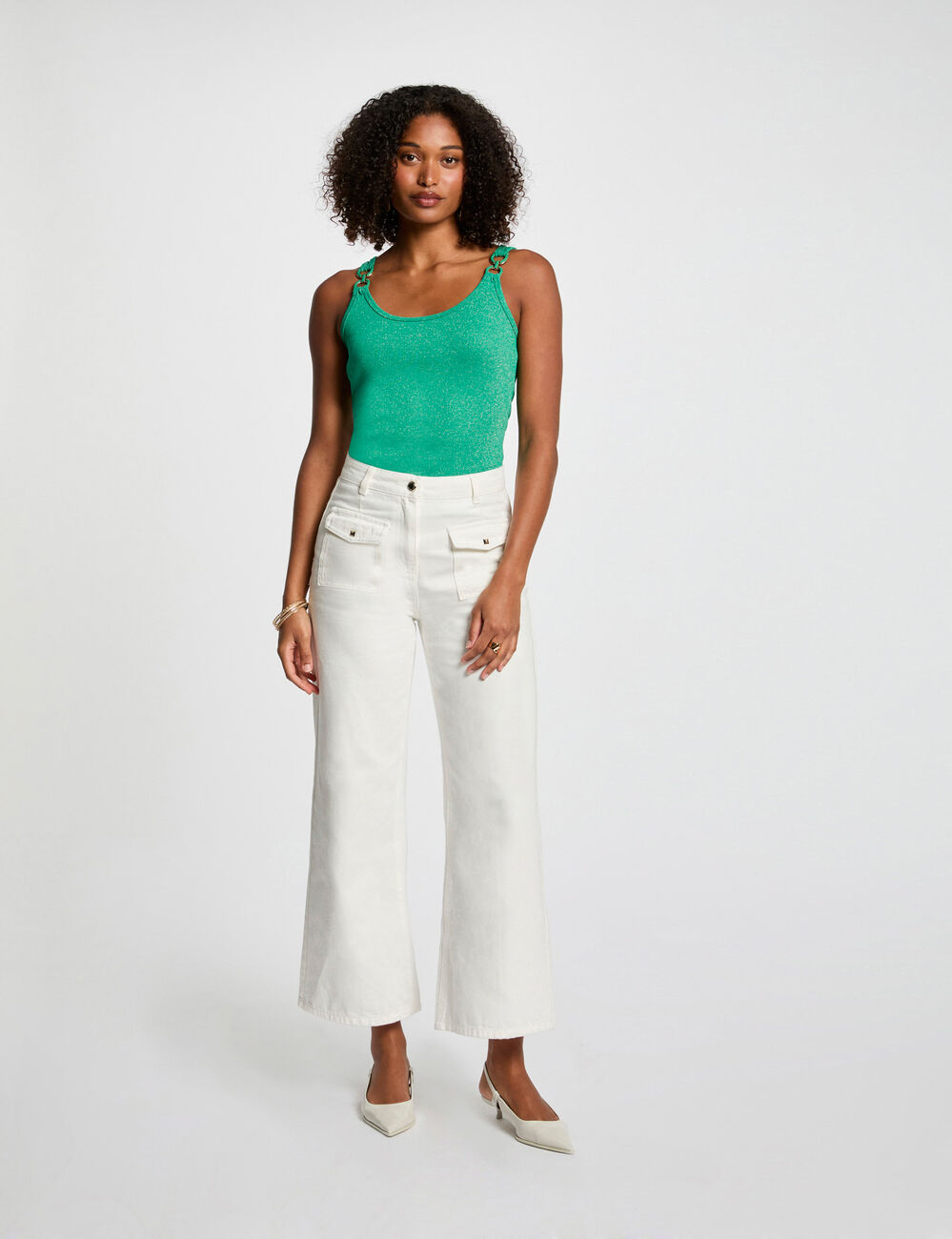 Mouwloze top emerald groen vrouw