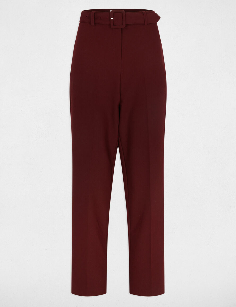 Pantalon droit taille haute prune femme