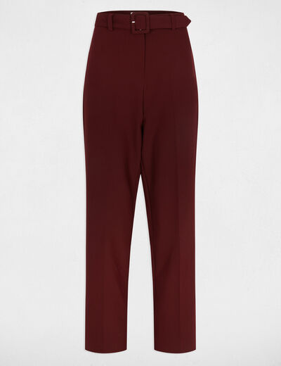 Pantalon droit taille haute prune femme