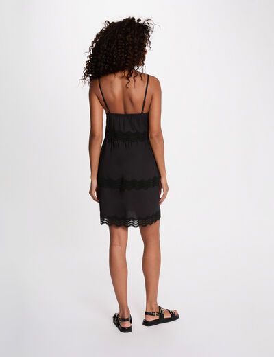 Robe fines bretelles col v noir femme