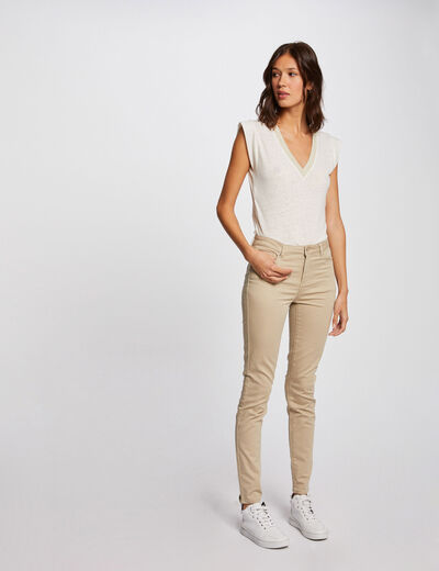 Pantalon slim taille standard sable femme