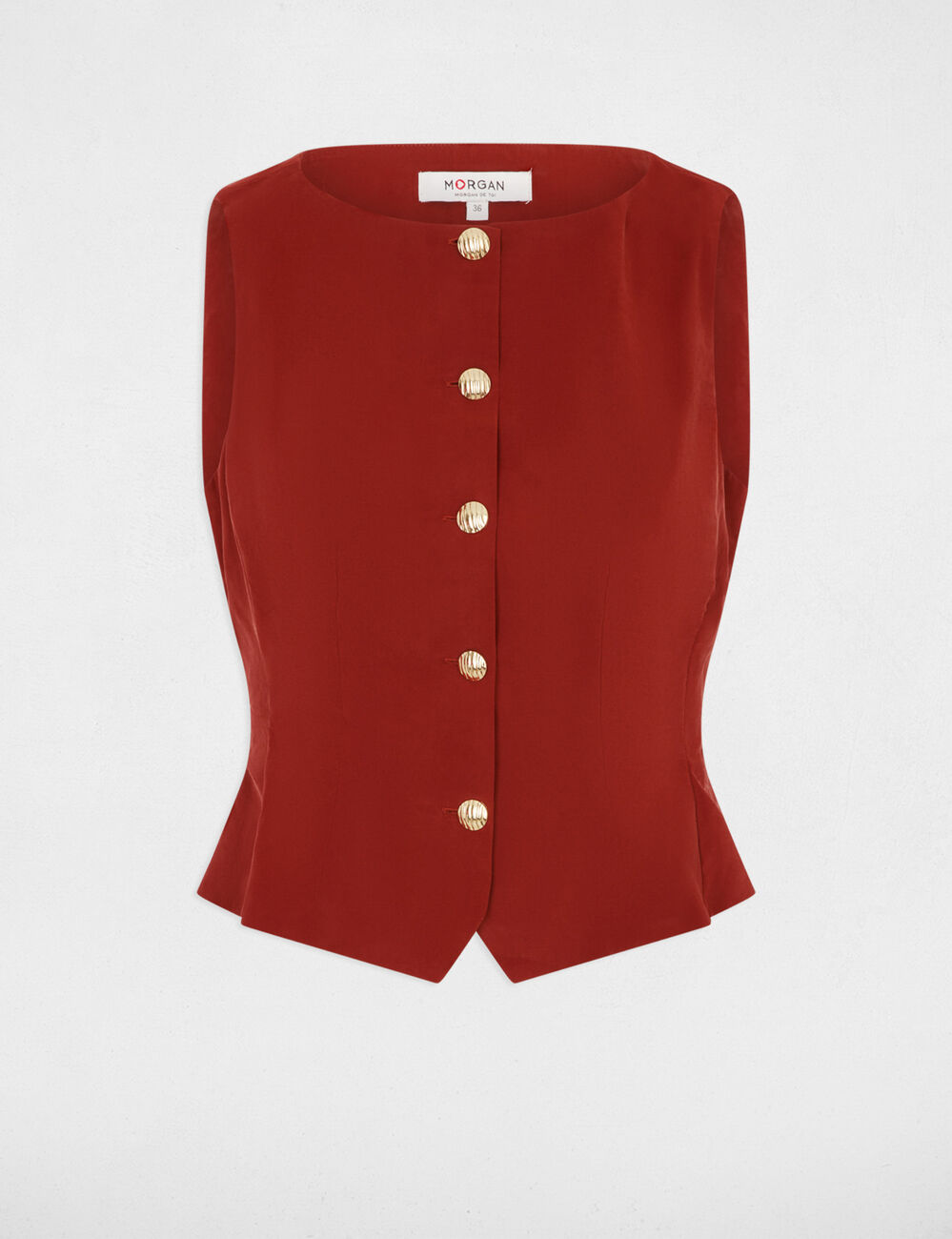 Gilet sans manches marron cognac femme