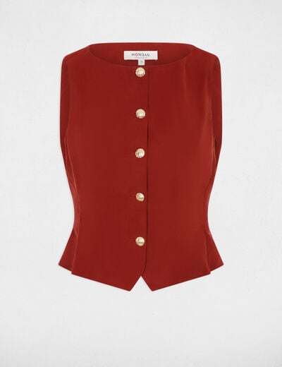Gilet sans manches marron cognac femme