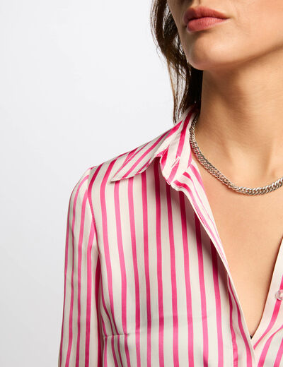 Chemise manches longues rayée rose femme