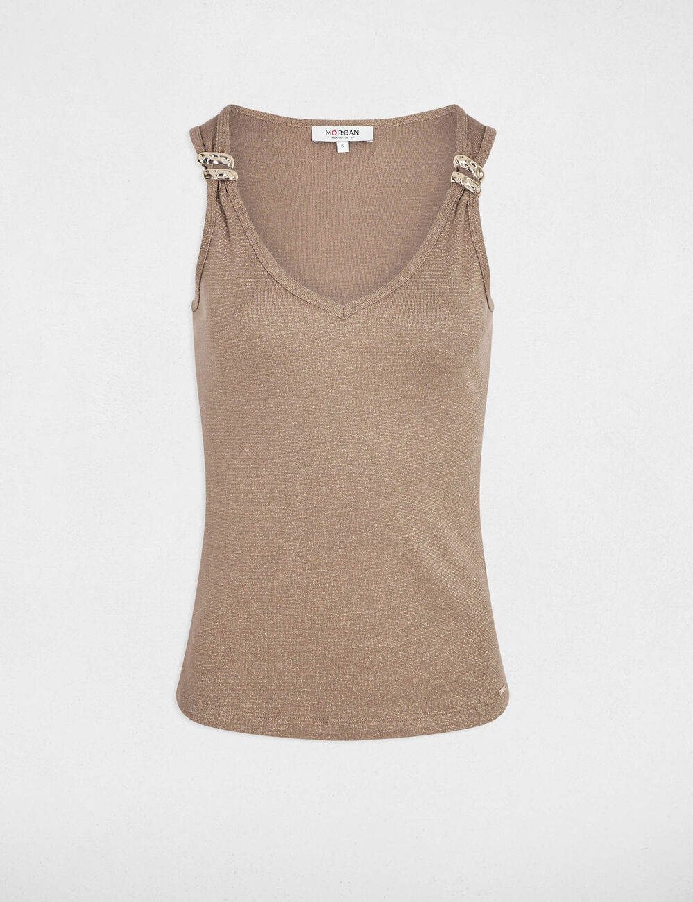 Getailleerd V-hals tanktop taupe vrouw