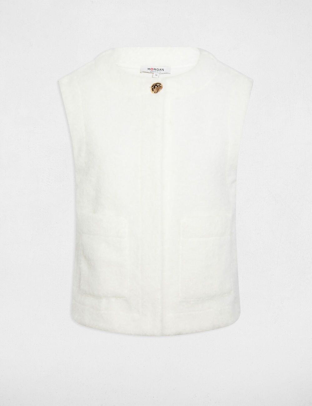 Veste sans manches ivoire femme