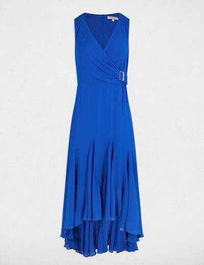 Soepele rechte midi-jurk bleu electrique vrouw