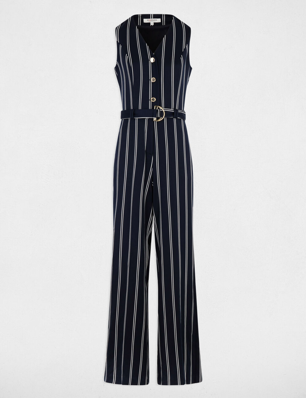 Combinaison sans manches col v bleu marine femme