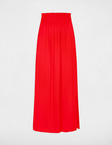 jupe longue fluide taille elastiquee orange fonce femme Jupe longue fluide taille élastiquée orange foncé femme