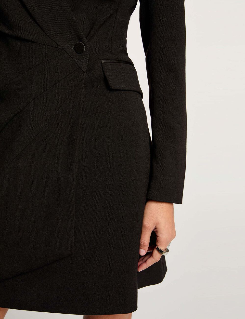 Robe blazer col v noir femme