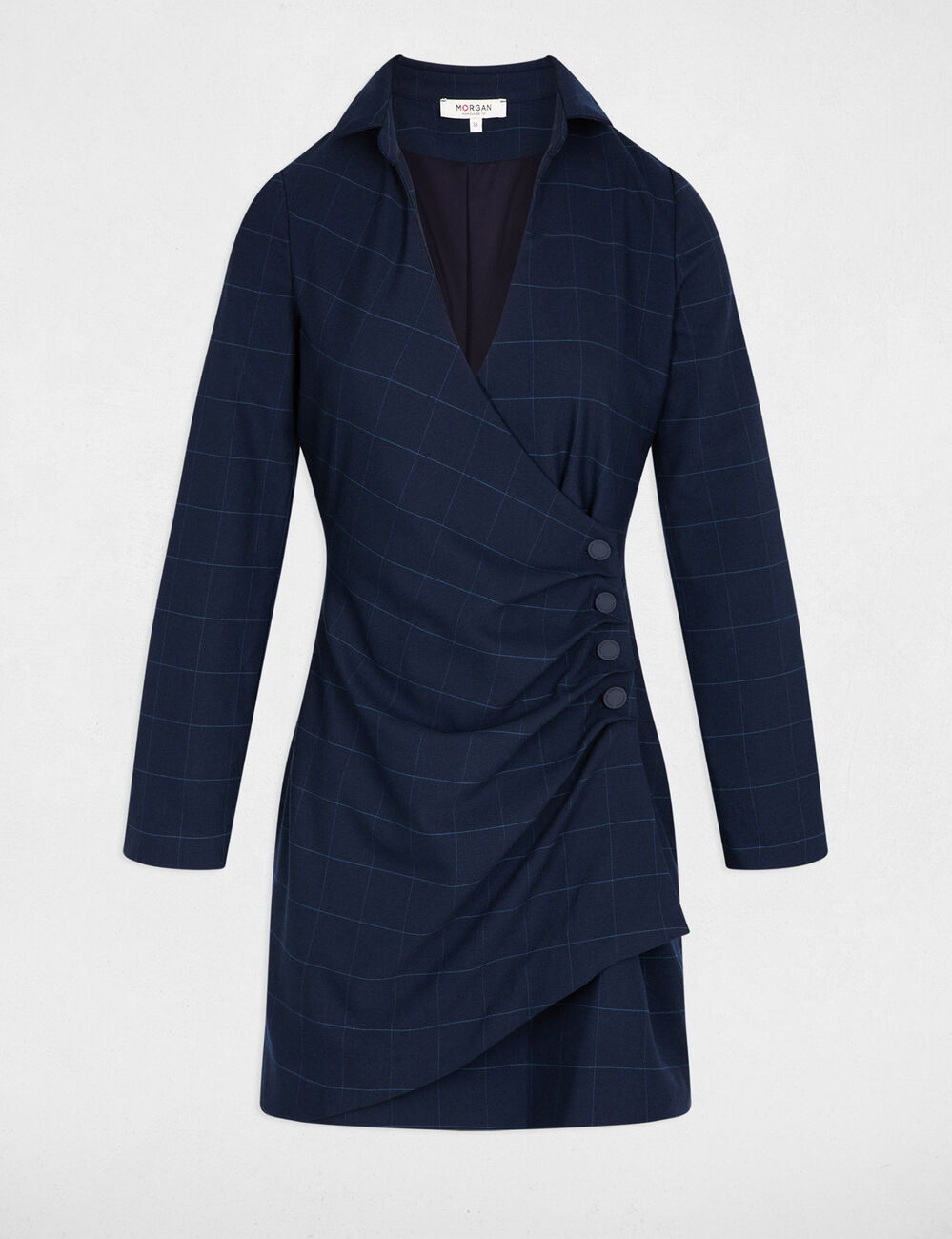 Robe courte portefeuille bleu marine femme