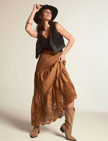 Mouwloos vest met studs zwart vrouw