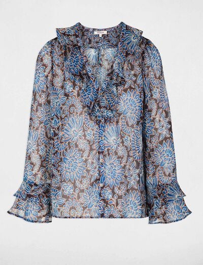 Chemise voile ajust&eacute;e multicolore femme