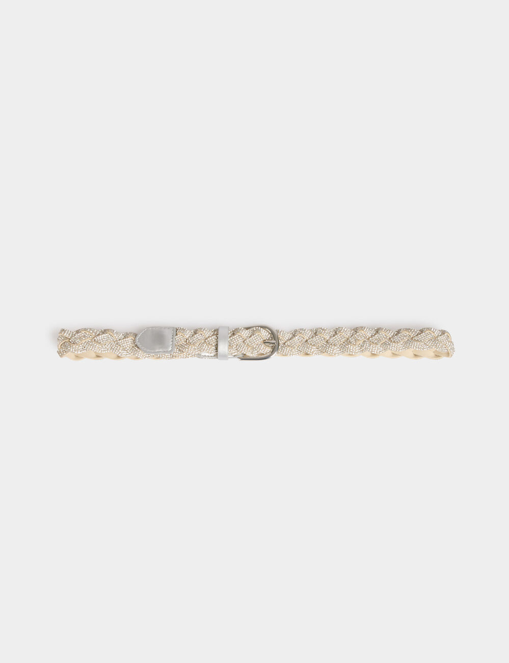 Gevlochten riem met strass couleur argent vrouw