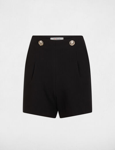 Short ajusté avec boutons noir femme
