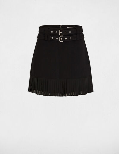 Jupe courte plissée noir femme