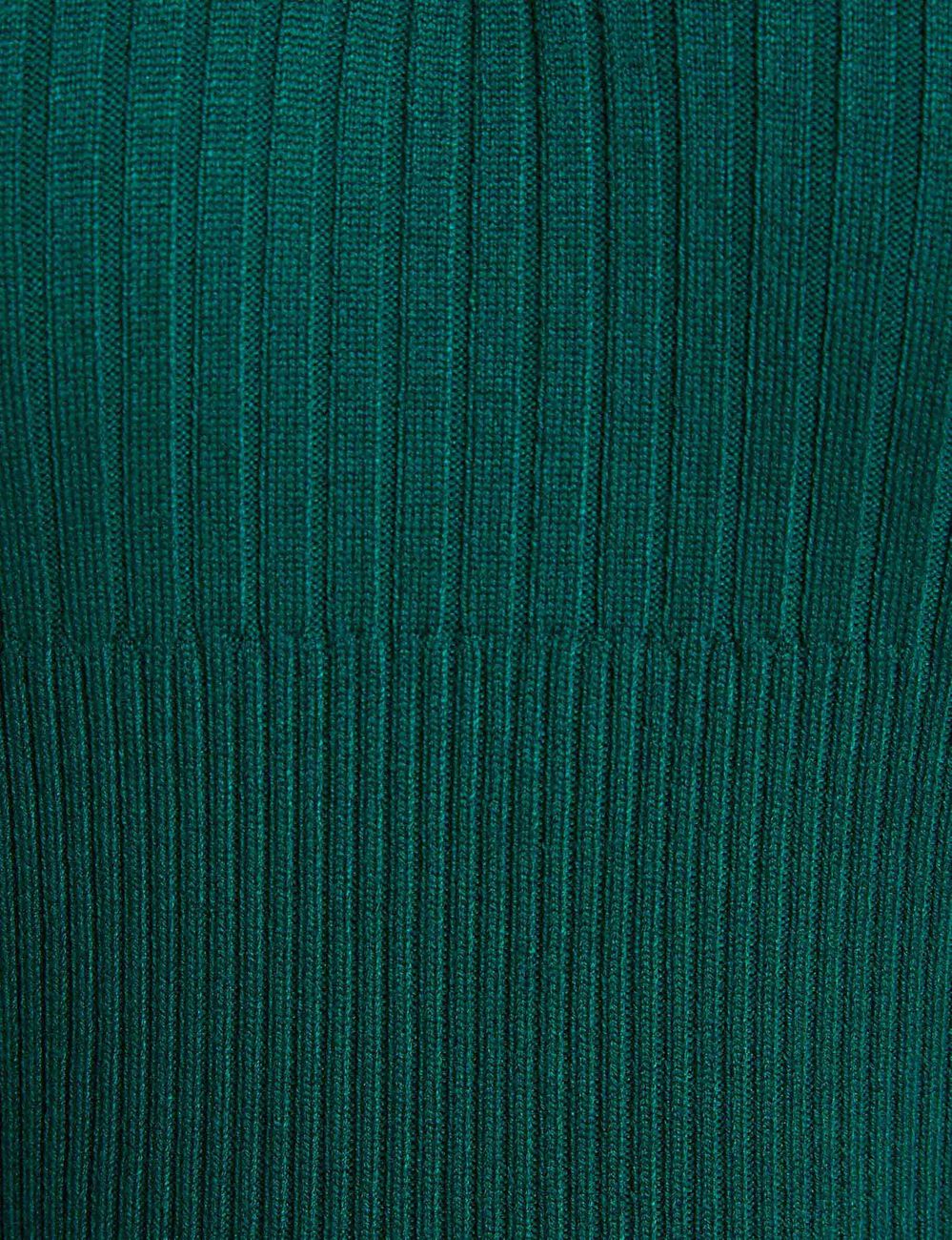 Pull col &agrave; revers vert femme