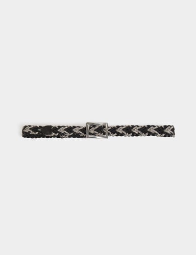 Ceinture fine tressée noir femme