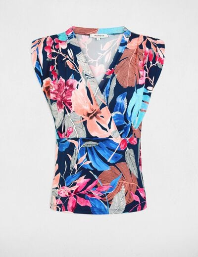 T-shirt ajust&eacute; sans manches multicolore femme