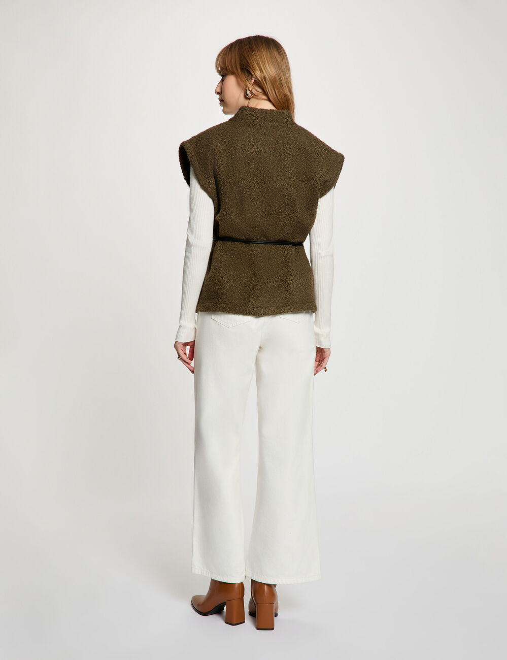 Veste sans manches vert kaki femme