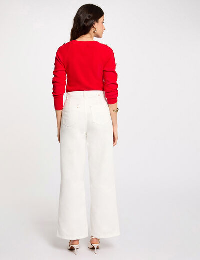 Pull col bateau rouge femme
