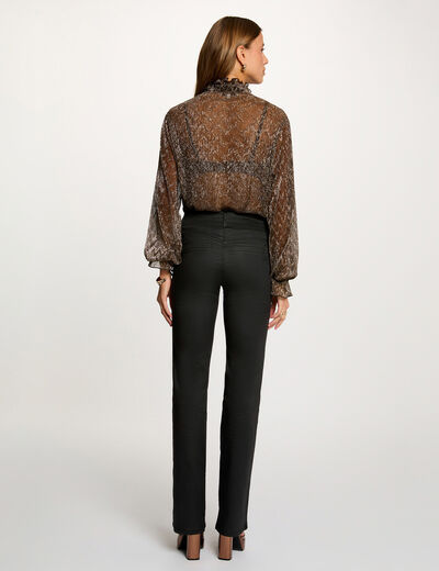 Bootcut broek met coating zwart vrouw