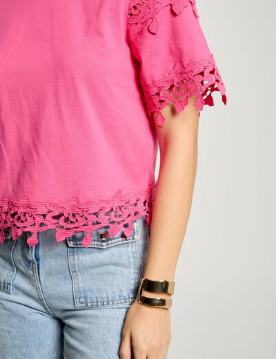 T-shirt manches courtes rose femme