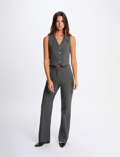 Pantalon jambe large gris moyen femme