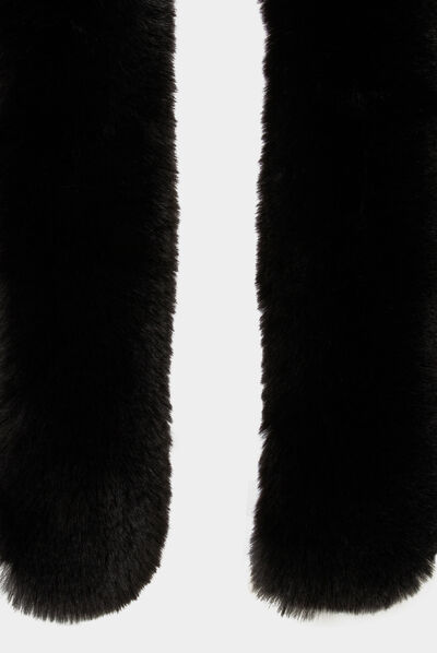 Poncho met details van imitatiebont zwart vrouw