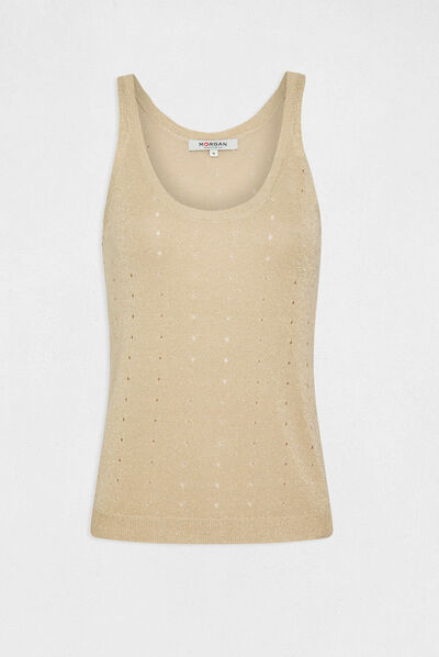 Débardeur pull avec bretelles beige femme