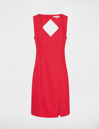 Korte jurk met split medium rood vrouw