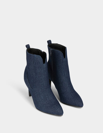 Spijkerlaarzen met hakken ruw denim vrouw