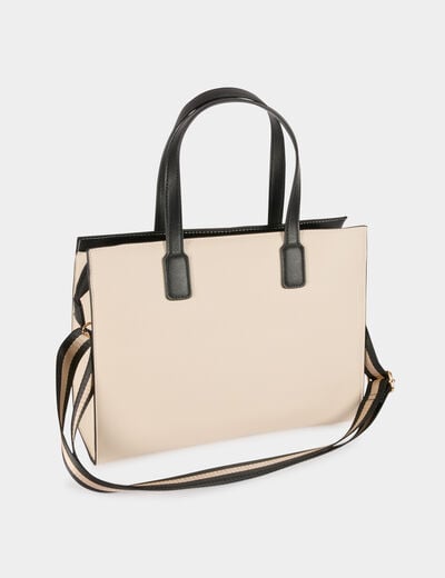 Sac cabas similicuir ivoire femme