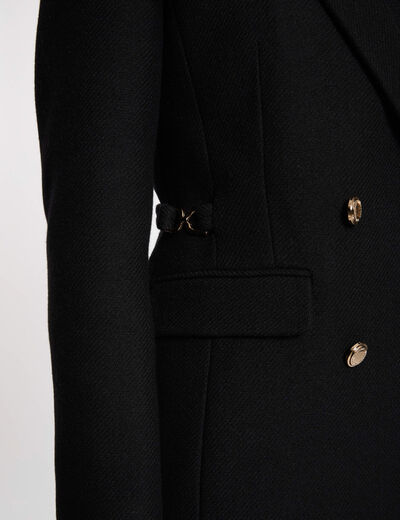 Manteau double boutonnage noir femme