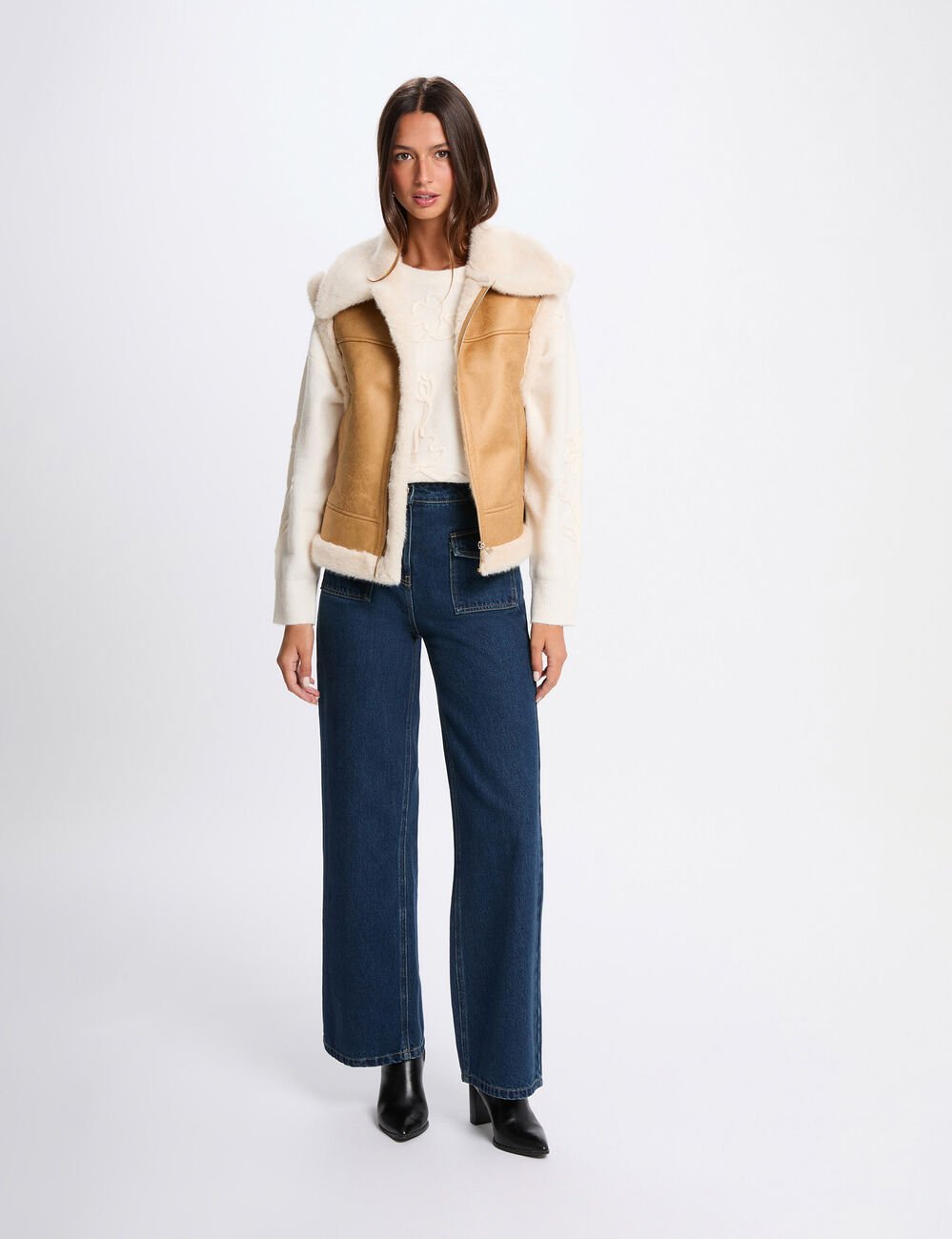 Gilet van imitatiebont camel vrouw