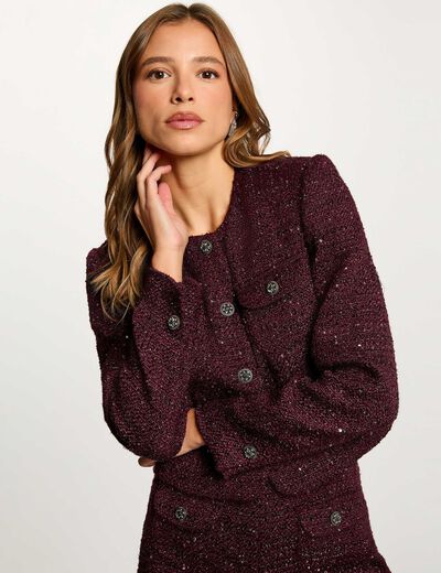 veste ajustee col rond prune femme Veste ajustée col rond prune femme