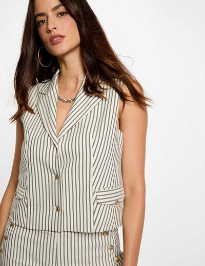 Veste sans manches ajustée multicolore femme
