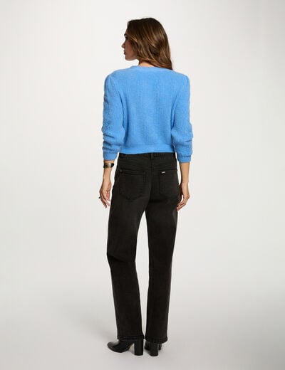 Gilet ajusté col v bleu femme