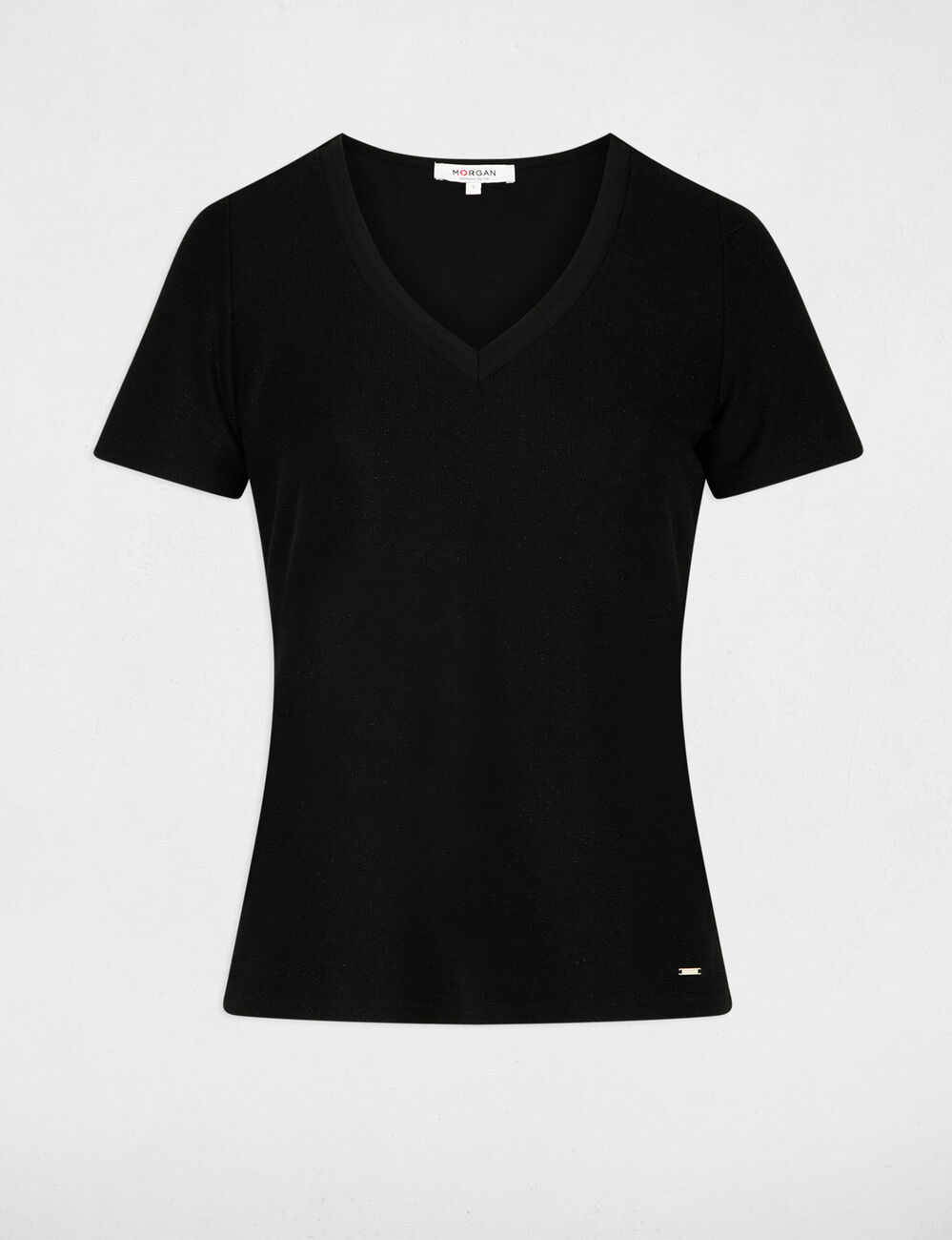 Getailleerd V-hals T-shirt zwart vrouw