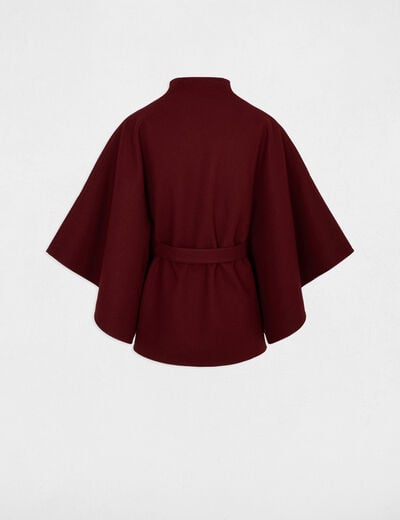 Cape met ceintuur bordeaux vrouw