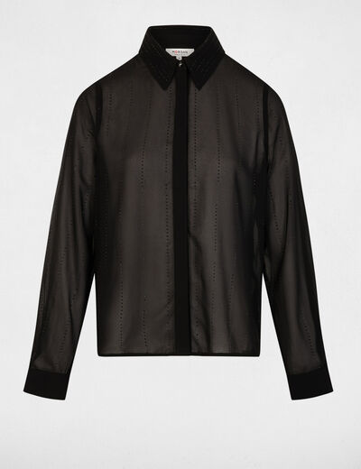rechte blouse met strass zwart vrouw Rechte blouse met strass zwart vrouw