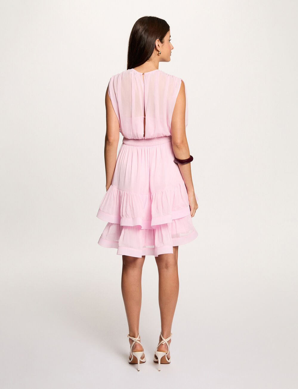 Robe courte col montant rose femme