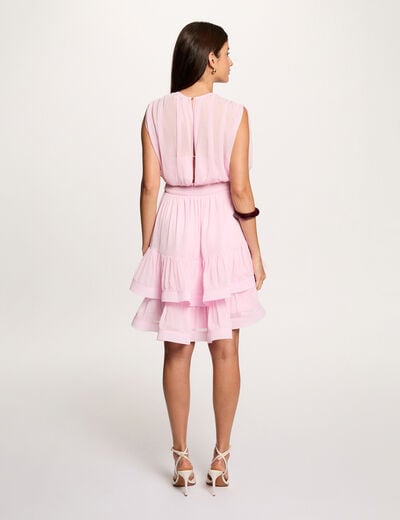 Robe courte col montant rose femme