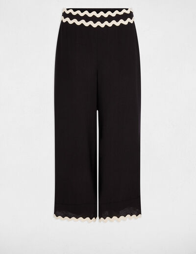 Pantalon large 7/8 noir femme