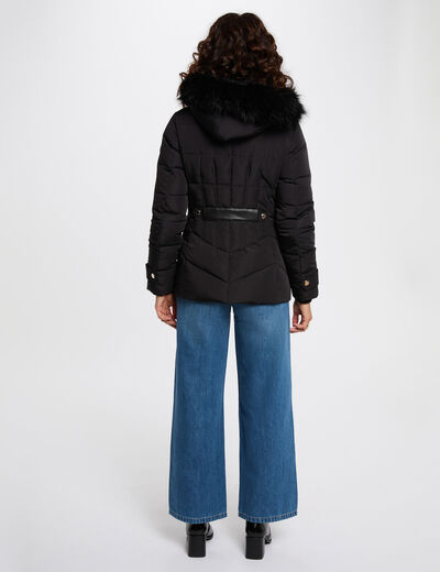 Doudoune courte ajustée noir femme