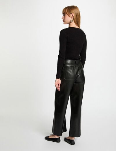 Pull manches longues boutons noir femme
