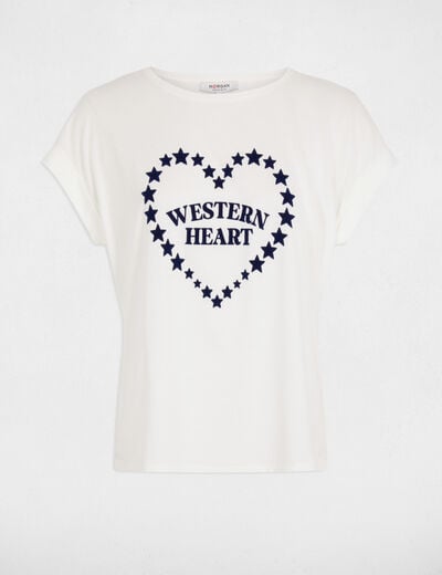 T-shirt droit col rond blanc femme