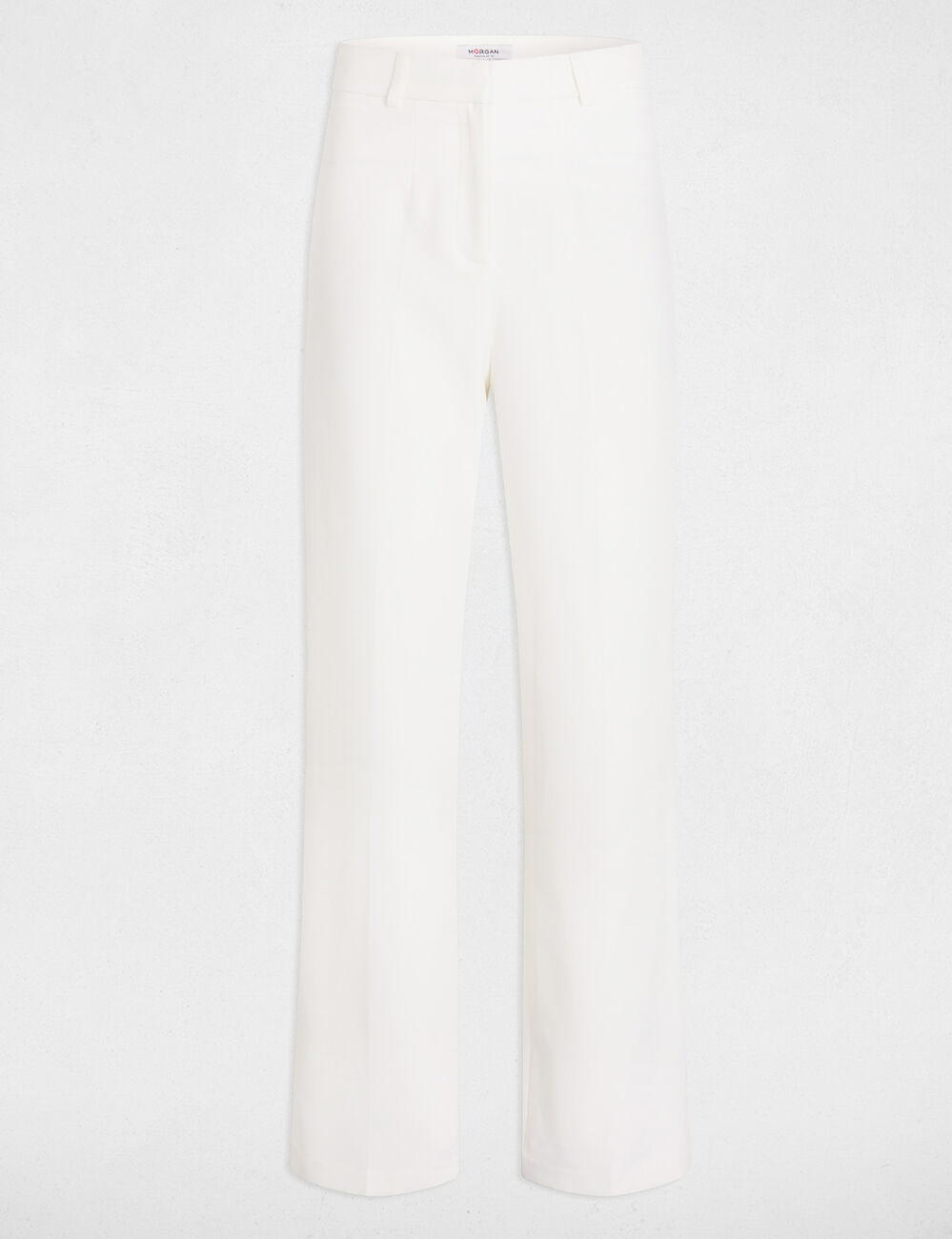 Rechte broek met plooitjes helder wit vrouw