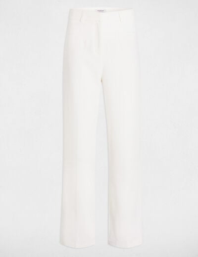 Pantalon droit à pinces blanc femme