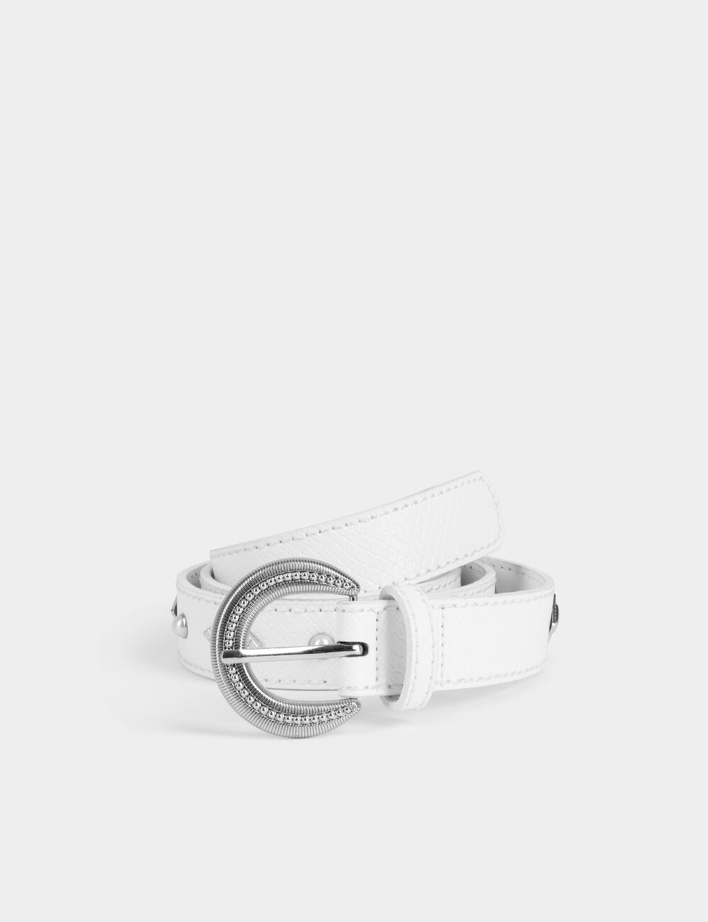 Riem met kralen en studs helder wit vrouw